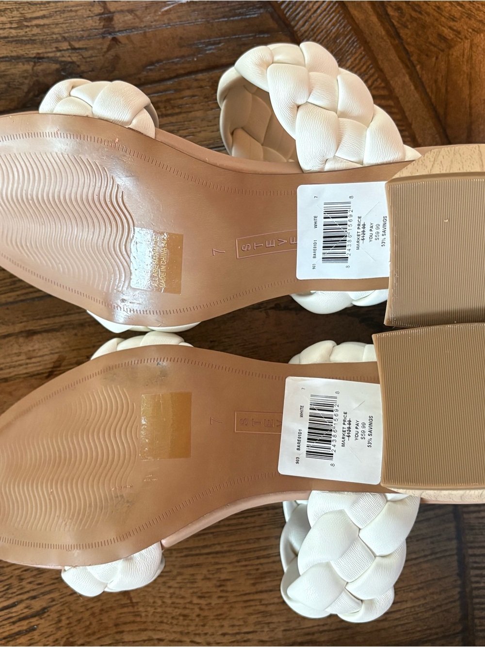 Steven by Steve Madden White Braided Block Heel Mules - Picture 5 of 5